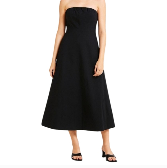 J Crew Black Cotton Fit Flare Sleeveless Stripe Dress 8 - Picture 1 of 9